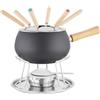 eva SET FONDUTA 12 PEZZI BOURGUIGNONNE EVA NERO OPACO 6 FORCHETTE MANICO LEGNO