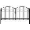 vidaXL Cancello a Doppia Anta ad Arco in Acciaio 300x125 cm Nero