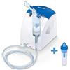 Beurer IH 26 Aerosol ad Aria Compressa Con Doccia Nasale E Accessori Completi Inclusi, Bianco/Blu, ‎16.6 x 14.8 x 14.1 cm, Tempo di inalazione breve e pressione di esercizio di 0.8 - 1.45 bar