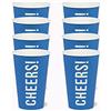 Talking Tables Confezione da 8 (16 once) Blu Paper Tazze di carta con design Cheers Coppe di carta senza plastica per la casa riciclabili, eco-compatibili e in plastica Ideale per Birra Pong, Barbecue, Compleanno