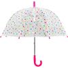 Susino Ombrello a campana/cupola rosa a pois multicolore, per ragazza, ombrello trasparente sicuro per bambini, ultra leggero, solido e lungo, diametro di 72 cm, rosa ombrello