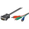 Goobay 50783 Cavo Adattatore, VGA 15 Pin D-SUB a Jack RGB, Nero, 10m Lunghezza del Cavo
