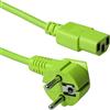 ACT Cavo per dispositivi freddi, 3 m, C13, cavo di alimentazione PC, CEE 7/7 su C13 3 pin, contatto di protezione angolato, AK5139 verde