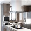 vidaXL Cappa a Isola 90 cm in Acciaio Inossidabile 756 m³/h LED