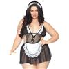 Leg Avenue Fantasy French Maid + Roleplay Apron Dress Set, Nero Bianco, Plus Size 1X-2X