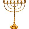 Autentico portacandele a olio del tempio menorah placcato oro 29,5" / 75 cm