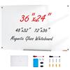 VEVOR Lavagna magnetica in vetro cancellabile a secco 90x60 cm da parete