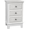 G COMODINO 3 CASSETTI SHABBY CHIC SALOTTO CAMERETTA LEGNO BIANCO 68*41*34 cm