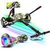 SISIGAD Hoverboard with go-kart seat, Bluetooth speakers and LED light, 6.5 inch tyres, powerful dual motor, all-terrain hoverboard
