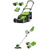 Greenworks 40V Tagliaerba, Ampiezza di Taglio 41cm, Due Batterie 40V 2Ah e Caricabatterie-G40LM41K2X + Greenworks 40V Tagliabordi, Ampiezza Taglio 30cm, 2x Batterie da 2Ah e Caricabatterie G40LTK2X
