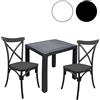 DAF IMPORT SRL Set Tavolo Polyrattan 90x90 cm + Sedie Cross Resina Arredo Giardino Bar Bistrot