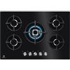 Electrolux Piano Cottura 5 Fuochi 74cm Gas 1 Bruciatore Wok Vetro Nero KGG75372K