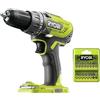 Ryobi R18DD3-0 Trapano Avvitatore 18V senza batteria + set inserti RAK17S