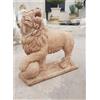 Mondo artistica LEONE STATUA IN PIEDI CHE RUGGISCE CON SFERA PALLA ZAMPA DA GIARDINO IN CEMENTO