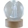 Subitodisponibile Lampada globo COPPIA SPOSI su base di legno 8x8x10 cm BOMBONIERA 1ES1