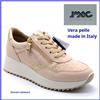 Imac Scarpe donna sportive sneakers vera pelle IMAC basse estive comode zip cerniera