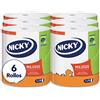 Nicky Milusi - Carta da cucina | 6 rotoli | Fogli a 2 veli, 300 fogli per rotolo | Carta super assorbente e resistente | 100% certificata FSC®