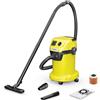 Kärcher Bidone Aspiratutto solidi-liquidi WD 3 P V-19/4/20 con presa elettroutensile, funzione soffiante, 1000W, contenitore in acciaio inox 19 l, tubo 2m, filtro a cartuccia, filtro in vello