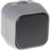 Zarivy Interruttore Unipolar Bert IP54 in elegante grigio, con dimensioni compatte di 7 x 7 x 5 cm. Ideale per controllare circuiti elettrici in ambienti interni ed esterni.