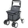 Carlett Deambulatore e Carrello con Sedile Integrato, Prodotto Medico Certificato UE, Manico Regolabile, Freno di Parcheggio e Ruote Regolabili a 3 Posizioni, Robusto, Comfort Assist, Grigio Scuro
