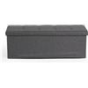 FurnitureR 110 cm, pouf pieghevole, 131 l, in tessuto effetto lino, può contenere fino a 300 kg, per soggiorno, camera da letto, corridoio, grigio scuro