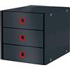 Leitz Click & Store Cassettiera a 3 Cassetti, Gamma Cosy, Pieghevole, Organizer per Riporre Documenti, Cataloghi e Riviste in Formato A4, Adatta per Casa e Ufficio, Grigio Velluto, 53680089