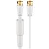 Goobay 67298 Cavetto F per Antenna Satellitare (80 dB), Piatto, Schermatura Doppia, Bianco, 10 m Lunghezza del Cavo
