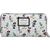 Loungefly Portafoglio Disney Mickey Minnie Mouse Daisy Paperino Zip Clutch Bianco