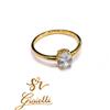 Oro 18kt 750 € Anello Solitario Toppa Con Zircone Bianco 6x4 In Oro 18kt 750% List 485€