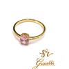 Oro 18kt 750 € Anello Solitario Toppa Con Zircone Rosa 6x4 In Oro 18kt 750% List 485€