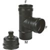 MARAL Tubo gomito T 90° con tappo 80 mm camino canna fumaria stufa pellet scarico nero