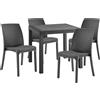 Bica Set Tavolo 80x80 con Sedie da Esterno Polipropilene Rattan Giardino Terrazzo Bar