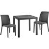 Bica Set Tavolo 80x80 con Sedie da Esterno Polipropilene Rattan Giardino Terrazzo Bar