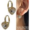 NALBORI orecchini monachella argento 925 bagno oro giallo 18KT cuore brillante bianco