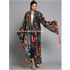 Original Floreale Verde Velluto Banyan Tessuto Kimono Cotone Vestaglia Giacca Lunga Ofmd