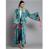 Original Lusso Velluto Uccello Stampato Vestaglia Ofmd Lungo Kimono Depressione Giacca