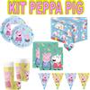 KIT FESTA PEPPA PIG PIATTI BICCHIERI TOVAGLIOLI ADDOBBI PER TAVOLA COMPLEANNO