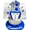 Torta Finta Per 18 anni compleanno Polistirolo piani cravatta base scenografica