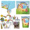 KIT FESTA 43pz UNICORNO BICCHIERI,ecc ADDOBBI PER TAVOLA COMPLEANNO ARCOBALENO