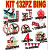 BIG PARTY KIT 132PZ FESTA BING PIATTO TOVAGLIOLO addobbi tavola set compleanno