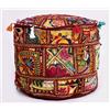 "Handmade" Pouf Ottomano Rotondo Indiano Puf Poggiapiedi Piano Cuscino Arredamento Etnico