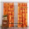 Fatto a mano 1 Coppia Indiano Vecchio Sari Patchwork Drappo Finestra Decor Arancione Seta