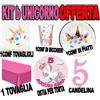 generica OFFERTA KIT UNICORNO TAVOLA COORDINATO PIATTI FESTA COMPLEANNO PARTY UNICORNI