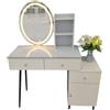 SET TAVOLO DA TRUCCO IN MDF CON CASSETTI E SPECCHIO CON LED ARREDO PER CASA
