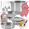 Kruzzel Set di Pentole in Metallo per Bambini in Metallo Giocattolo da Cucina Gioco