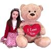 Animal & Co Orso Peluche Gigante seduto 100 - 140cm Beige con Cuore - I Love You