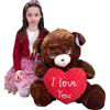 Animal & Co Orso Peluche Gigante seduto 100 - 140cm Marrone con Cuore - I Love You