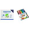 Giotto Bundle di Giotto Disegno 4, Album da 24 fogli carta bianca per disegno scolastico, 24x33 cm, LISCIO + GIOTTO Turbo Color - Astuccio da 36 Pennarelli a Punta Fine, 2.8mm, Colori Intensi