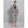 Fatto a mano Robe Boho Stampata Zebra Di Lusso Per Uomo In Cotone Accappatoio Da Notte