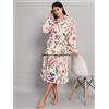 Fatto a mano Accappatoio Lungo Stampato Leggero Kimono Per Donne In Cotone Bianco